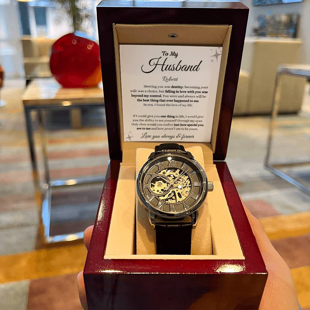 Personalized Men's Openwork Watch To My Husband