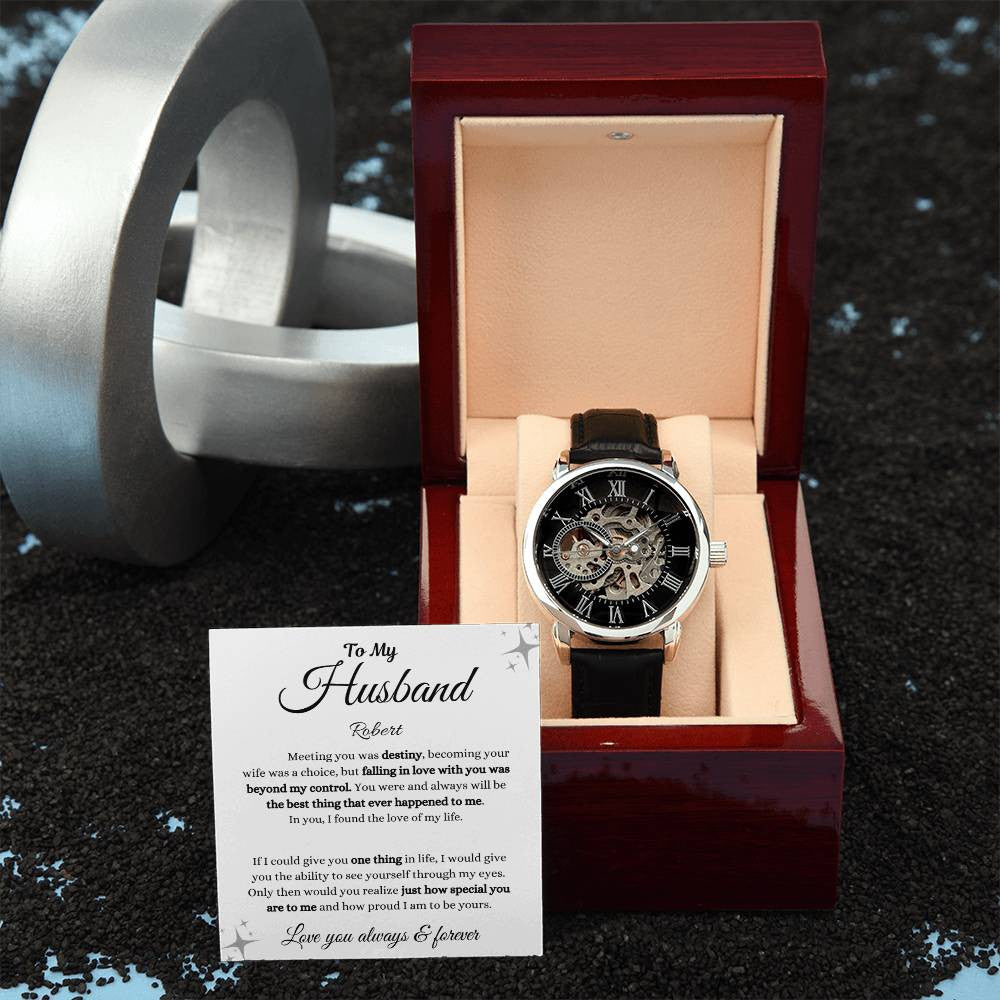 Personalized Men's Openwork Watch To My Husband