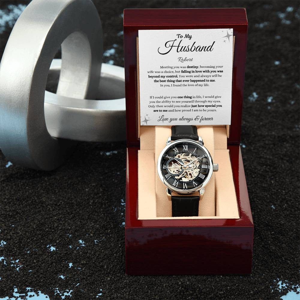 Personalized Men's Openwork Watch To My Husband